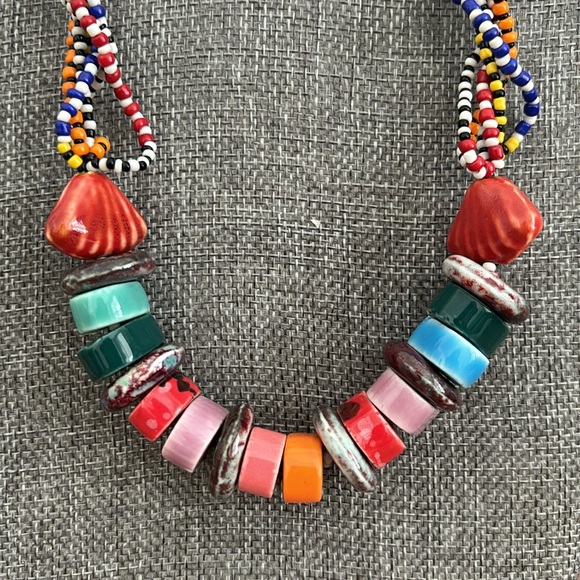 Zara multicolor chunky beaded necklace - Picture 2 of 10